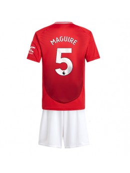 Manchester United Harry Maguire #5 Heimtrikotsatz für Kinder 2024-25 Kurzarm (+ Kurze Hosen)